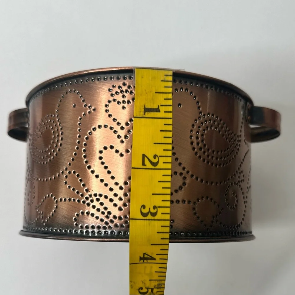 Vintage Punched Copper Casserole Dish 6 1/2